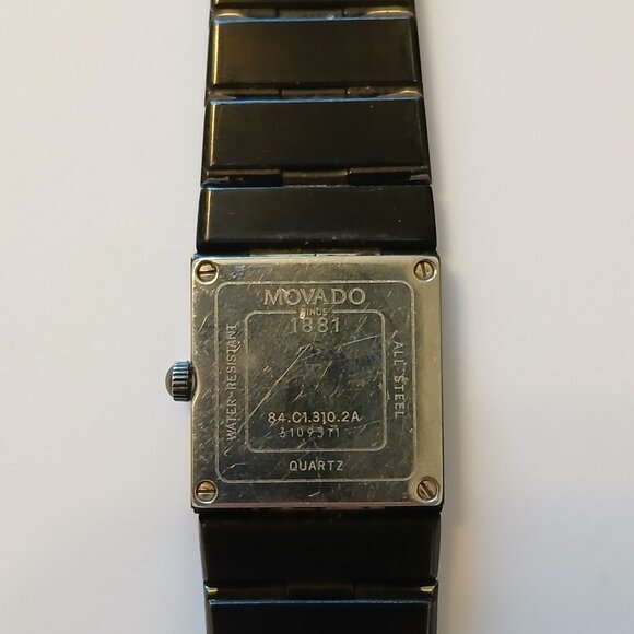 Movado Women's Black Tank Swiss Quartz Watch Water Resistant 84.C1.310.2A - Picture 3 of 16